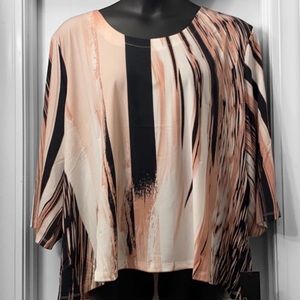 New! VIP by Avenue Swoop Marble Stripe Bell~Sleeve Top